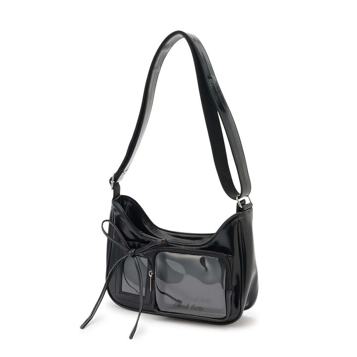Clear Pocket Shoulder Bag,Black, medium image number 12