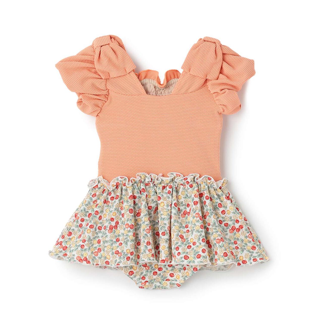 SWIM Puff Sleeve One-Piece Dress Swimsuit,Orange, large image number 10