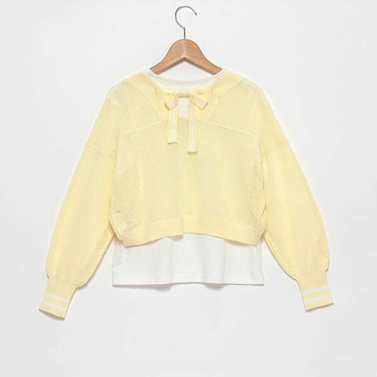 Mesh Bolero T-Shirt Set,Yellow, large image number 1