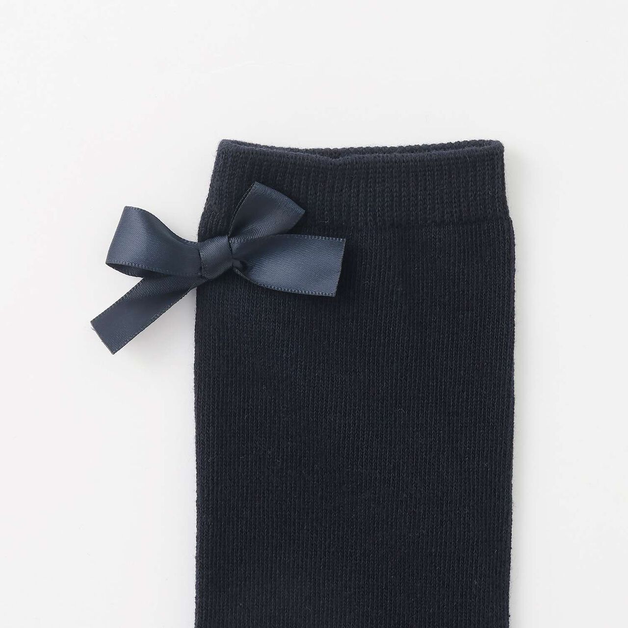 Back Ribbon Knee-High Socks,Black, large image number 1
