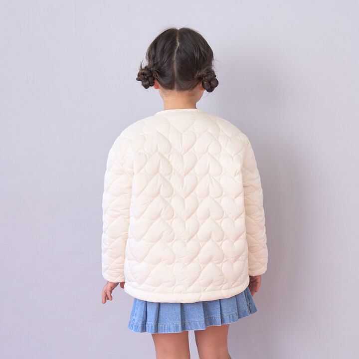 [Light and Fluffy] Heart Quilted Puff Jacket with Storage Pouch,Blue gray, medium image number 2