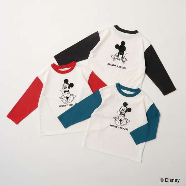 [Disney] Mickey Mouse Skateboard T-Shirt (Kaiteki Tenjiku),Red, medium image number 1