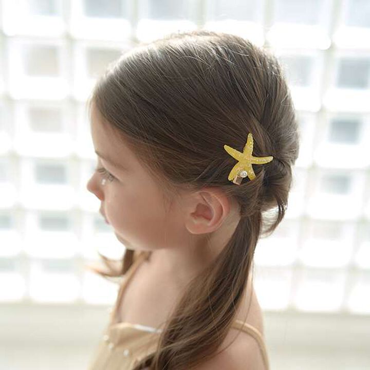 [Restock] Pearl-Accented Sparkling Shell Hair Clip 2-Piece Set,Lemon yellow, medium image number 7