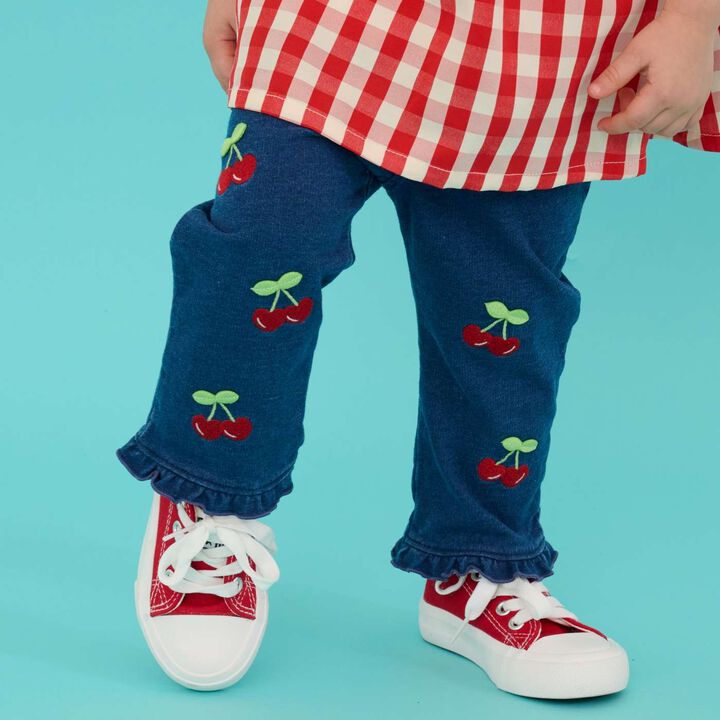 Cherry Knit Denim Pants,, medium