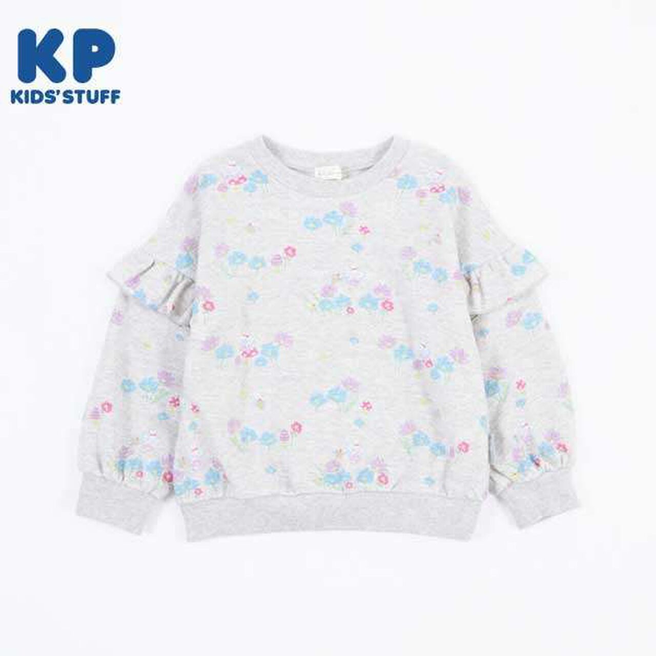 [Made in Japan] Rabbit All-Over Pattern Sleeve Frill Sweatshirt (120-130),Off white, large image number 12
