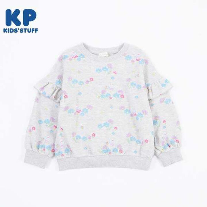 [Made in Japan] Rabbit All-Over Pattern Sleeve Frill Sweatshirt (120-130),Off white, medium image number 12