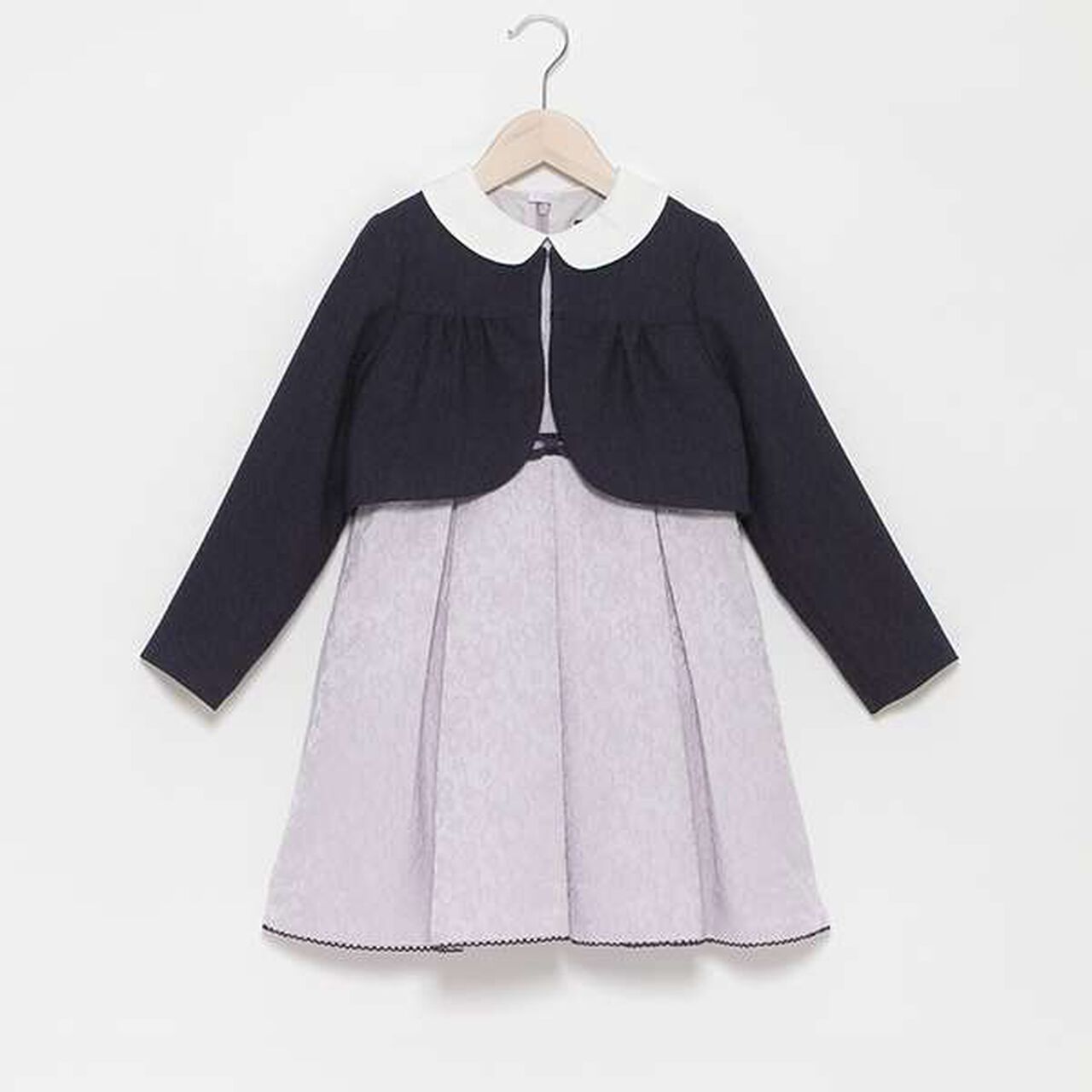 Kids Bolero Jacket + Jacquard Dress Set,Lavender, large image number 8