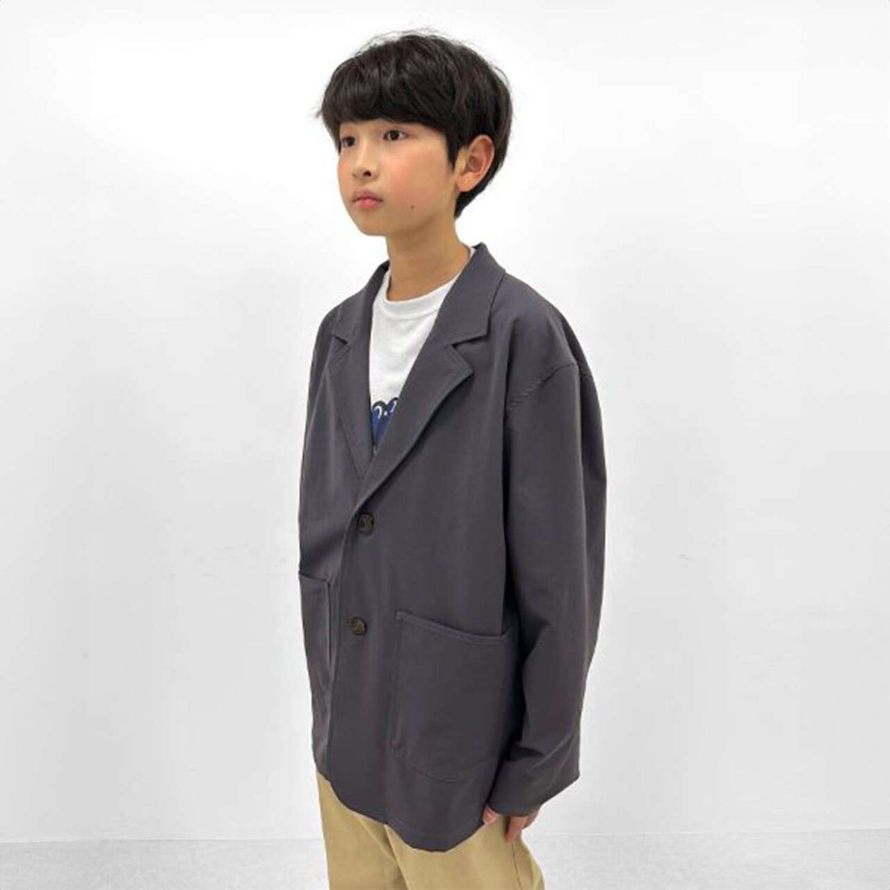 Nylon Stretch Tailored Jacket [Set Up Compatible],Charcoal gray, large image number 12