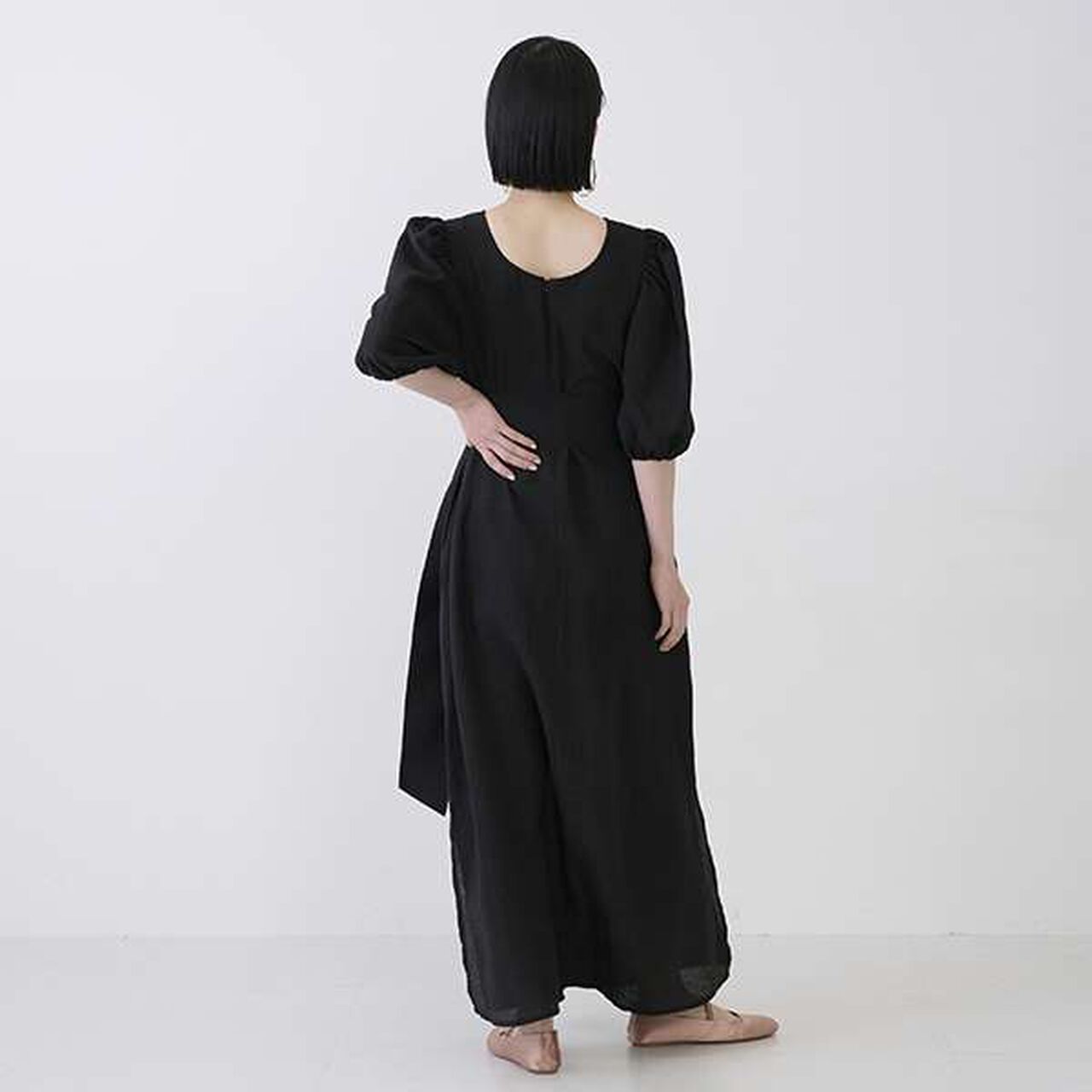 [LADIES] One-Piece Dress with Belt,Black, large image number 11
