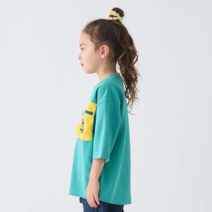 Water-Repellent Ponte Color-Blocked Pocket Big T-Shirt,White, medium image number 6