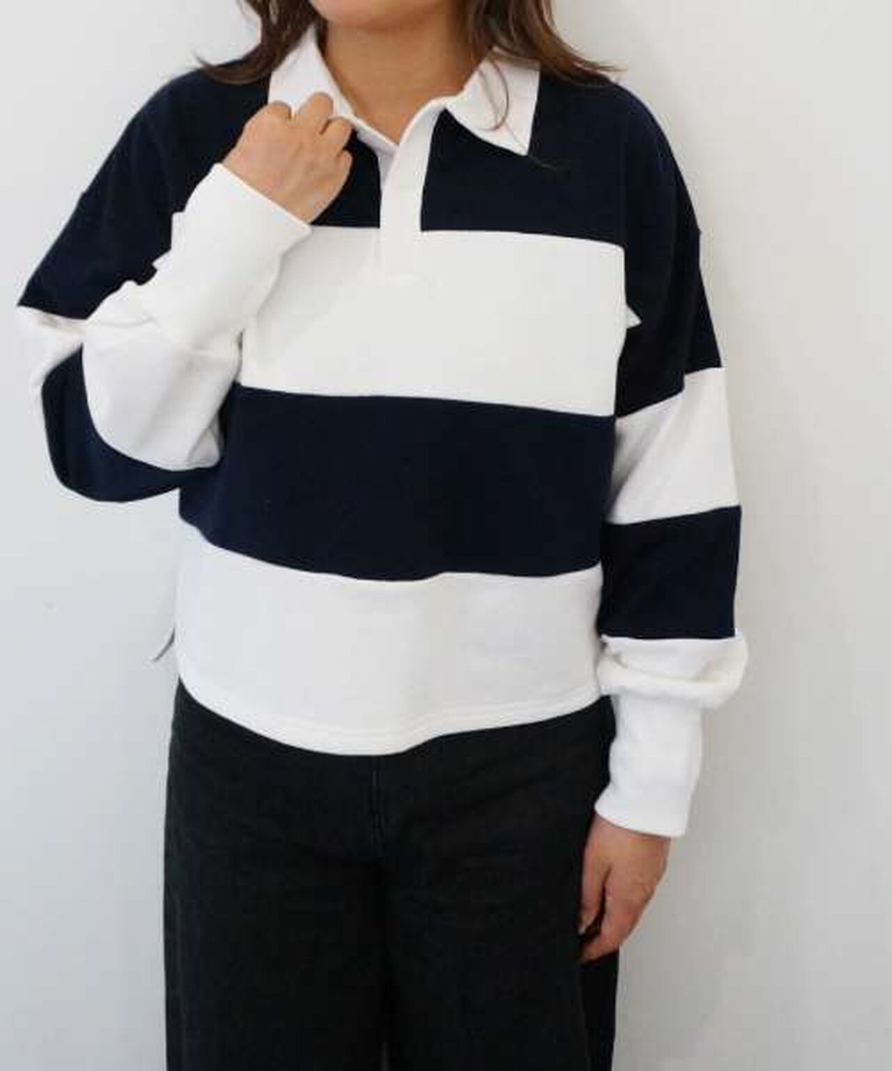 Sweatshirt Polo Shirt,Navy, large image number 0