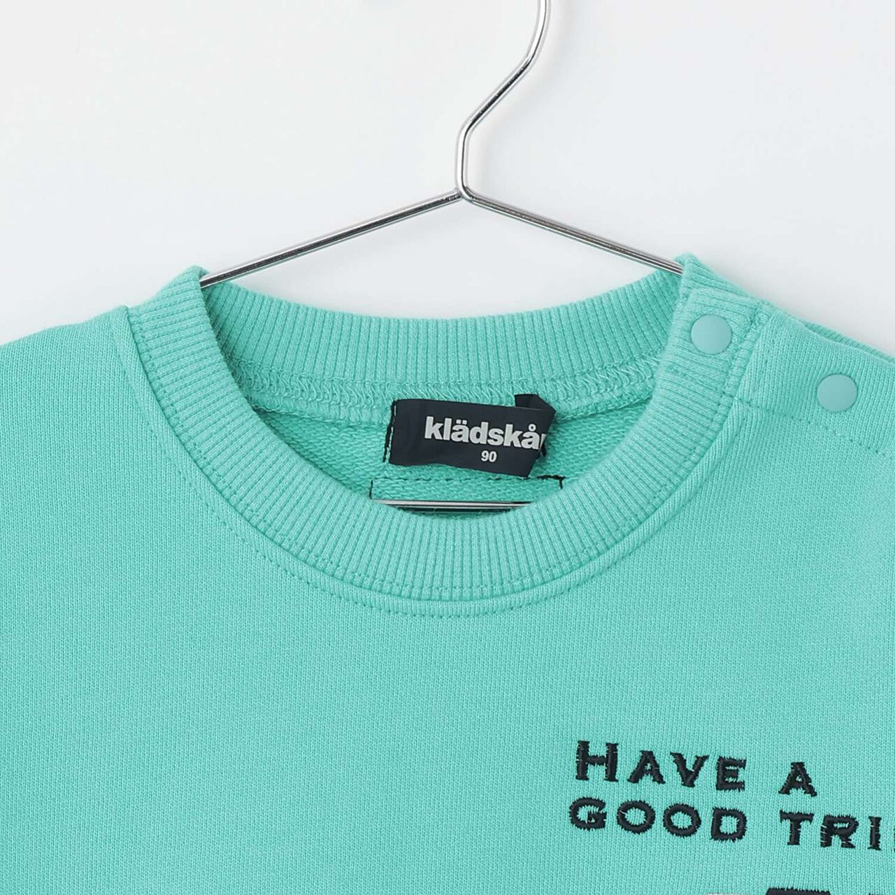 [Restock] Stripe Pattern Sweatshirt with Train Sleeves,Turquoise, large image number 2