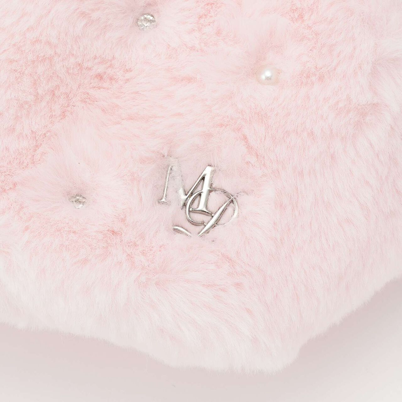 Faux Fur Shoulder Bag with Pearl & Rhinestone Accents,Ivory, large image number 8