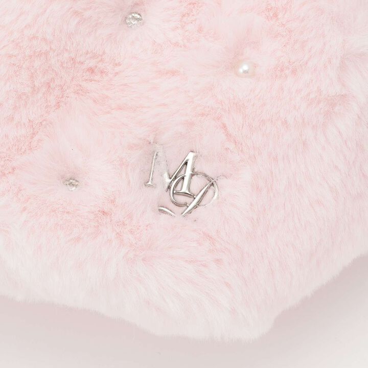 Faux Fur Shoulder Bag with Pearl & Rhinestone Accents,Ivory, medium image number 8