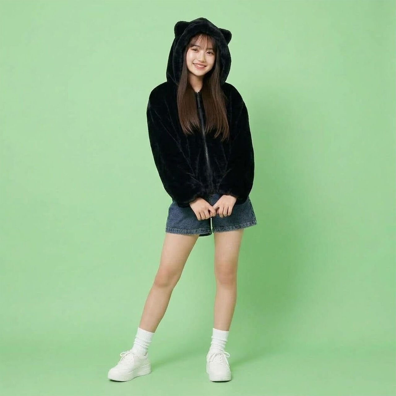 [milky coast] Cat Ear Fur Hoodie,Ivory, large image number 12