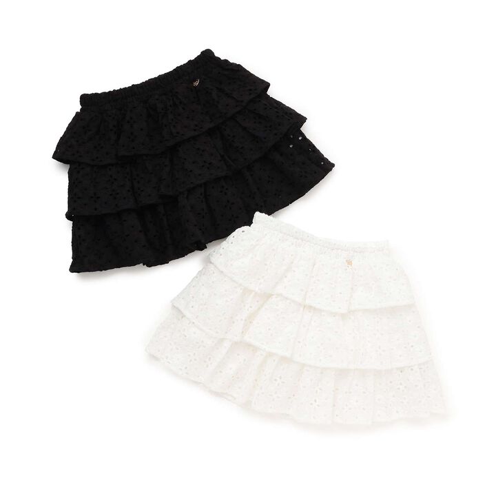 [100% Cotton] Cotton Lace Tiered Skirt with Inner Shorts [Kids Girls],Pearl white, medium image number 8