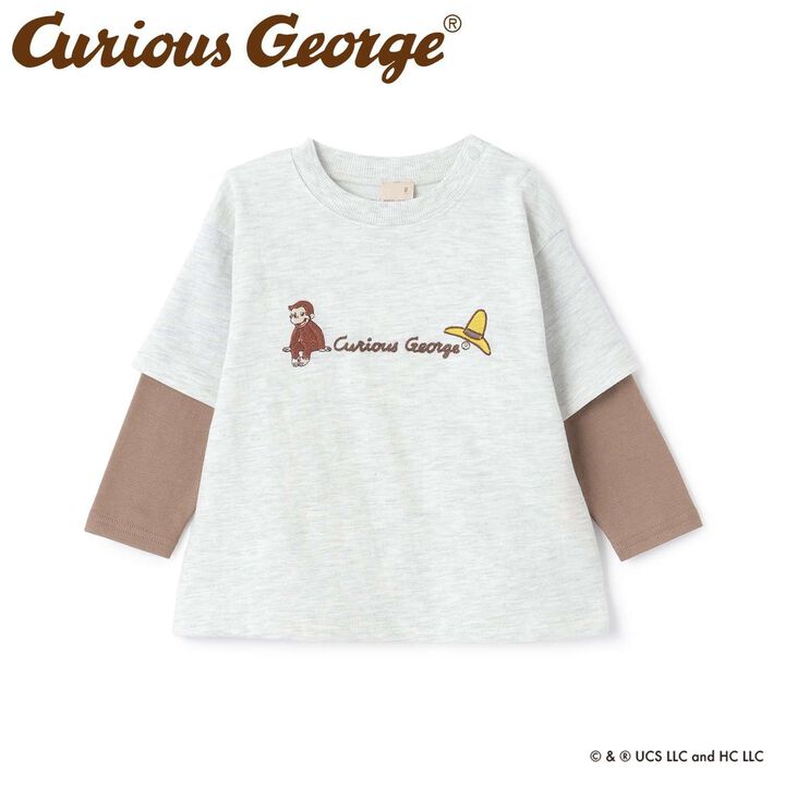 Curious George Layered Long-Sleeve Sweatshirt,Charcoal gray, medium image number 5