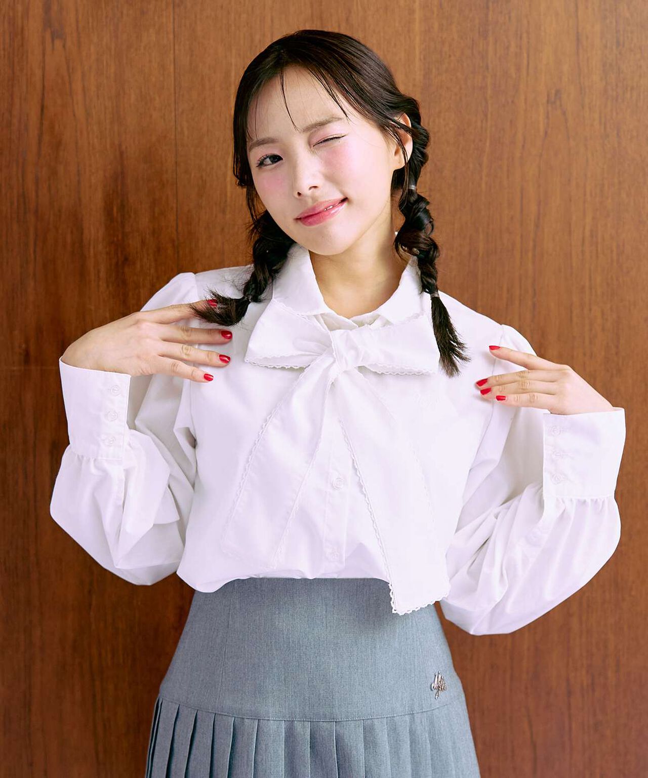 Bow Tie Logo Embroidery Shirt,Off white, large image number 0