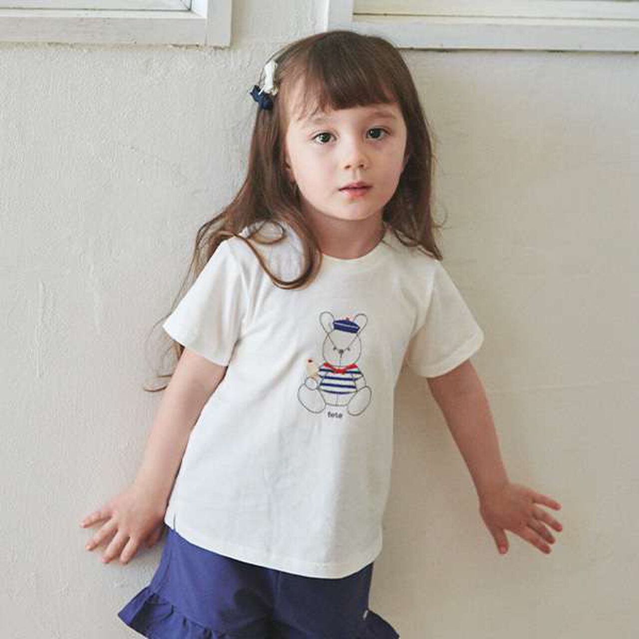 [Link] Quick-Dry Embroidery Half T-Shirt (Kids),Cream, large image number 20