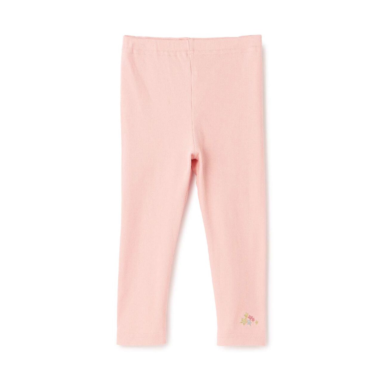 Star Embroidered Ribbed Leggings,Pink, large image number 0