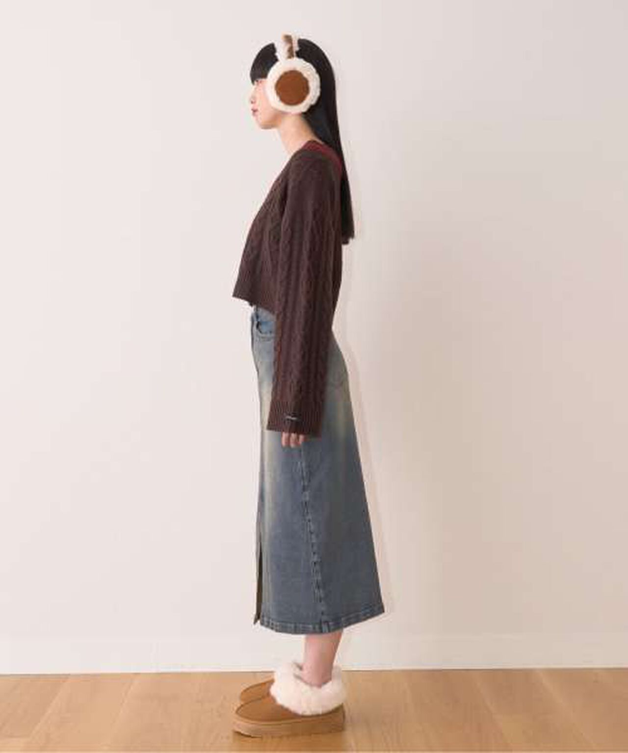 Denim Long Skirt,Gray, large image number 9
