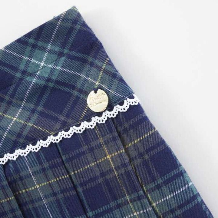 KP Check Pleated Skirt (110-130),Gray, medium image number 1