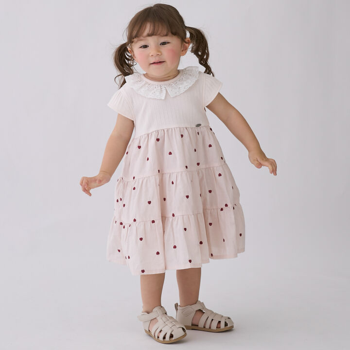 [Link] Heart Embroidery Docking One-Piece Dress,, medium