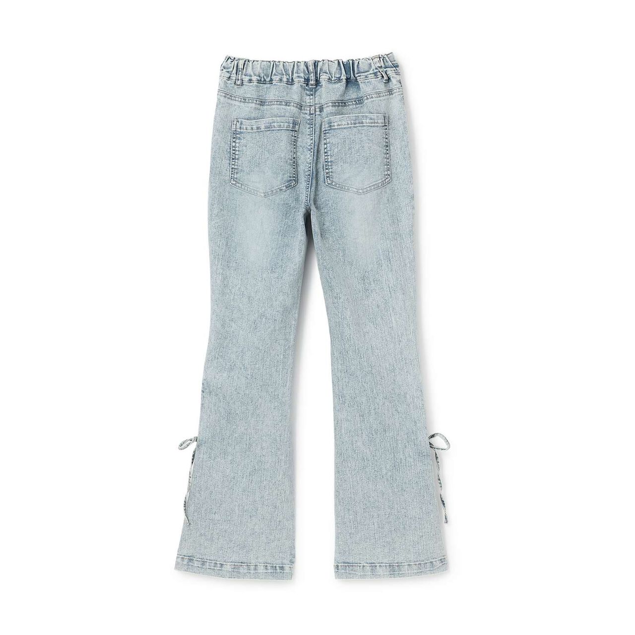 Lace-Up Ribbon Flare Denim Pants,Gray, large image number 8