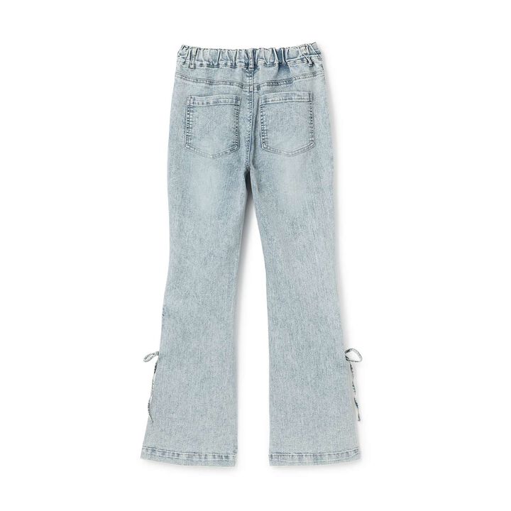 Lace-Up Ribbon Flare Denim Pants,Gray, medium image number 8