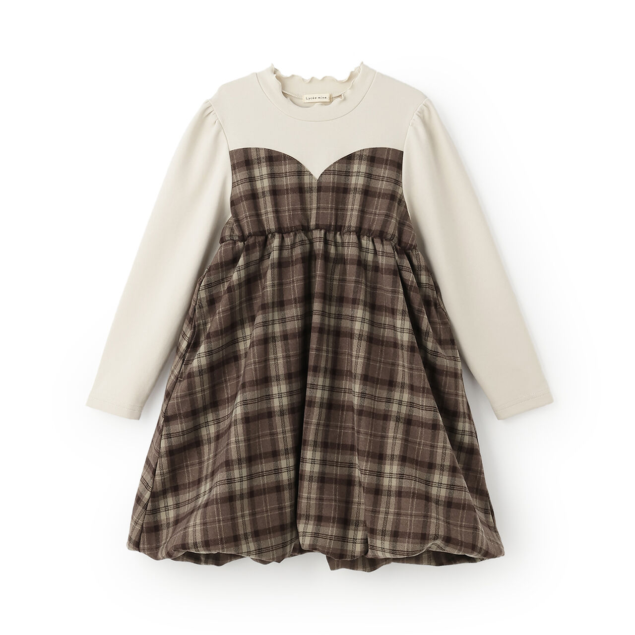 Balloon Silhouette Docking One-Piece Dress,Beige, large image number 8