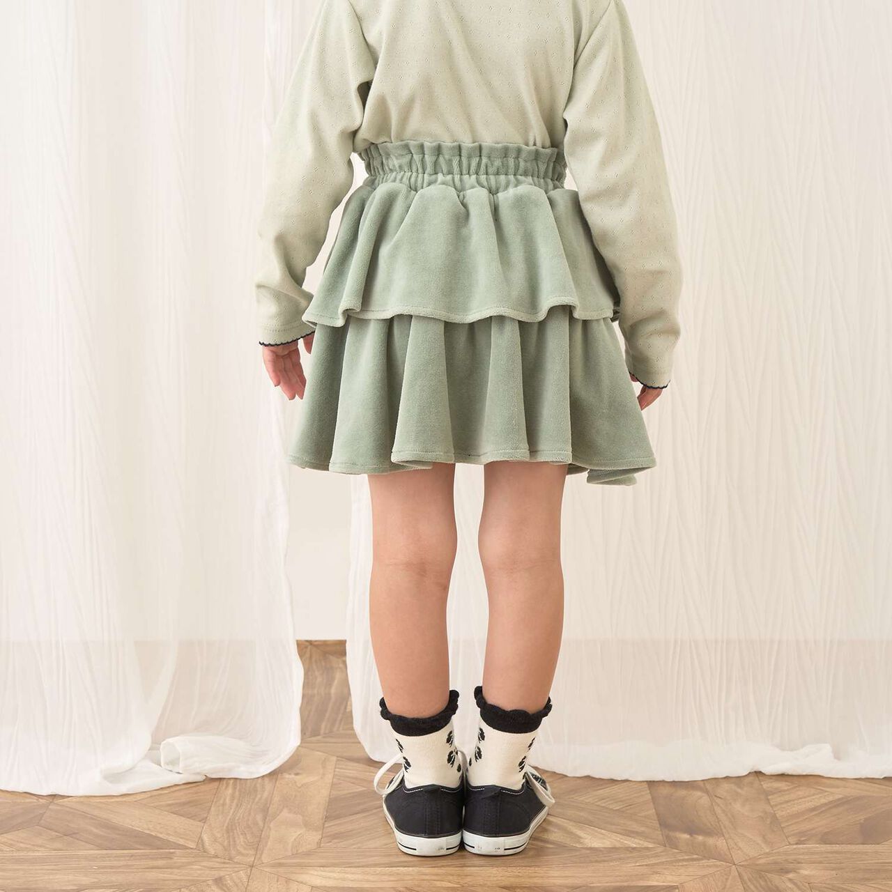 Plush Velour Coordinatable Tiered Skirt,Black, large image number 27