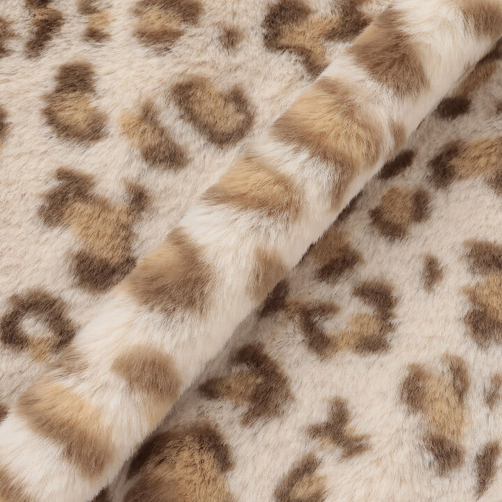 Leopard Print Faux Fur Bomber Jacket,Beige, medium image number 7