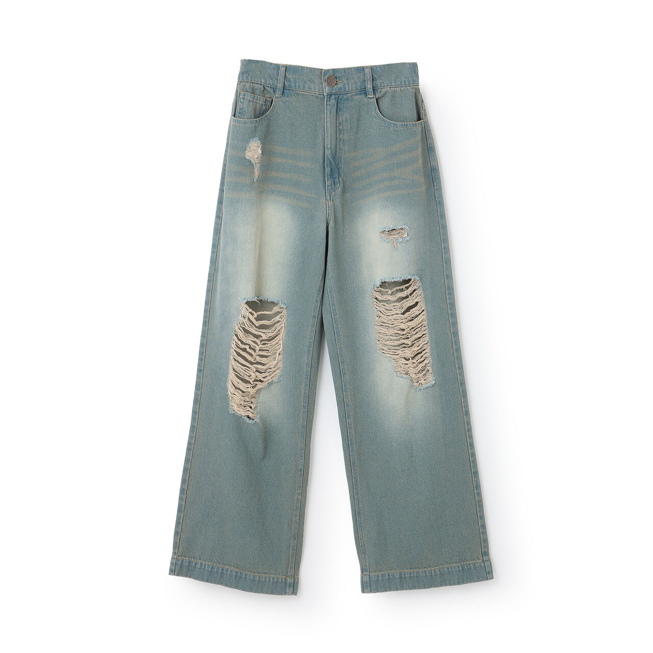 [LTXC] Distressed Denim Wide Pants [Set Available],Navy, large image number 7