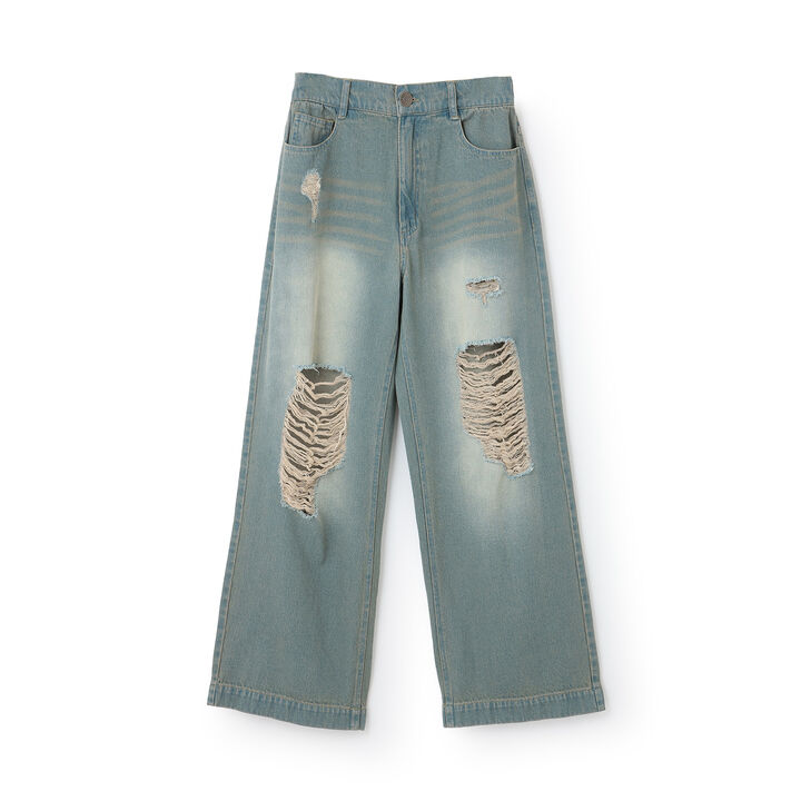 [LTXC] Distressed Denim Wide Pants [Set Available],Navy, medium image number 7