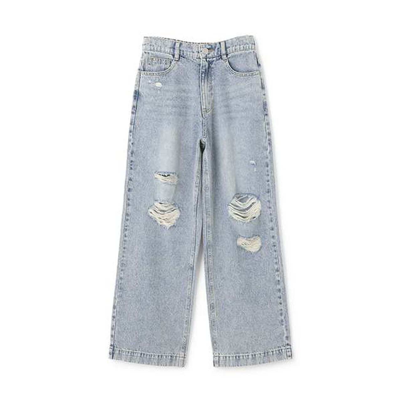 Distressed Wide Pants,Blue, large image number 5