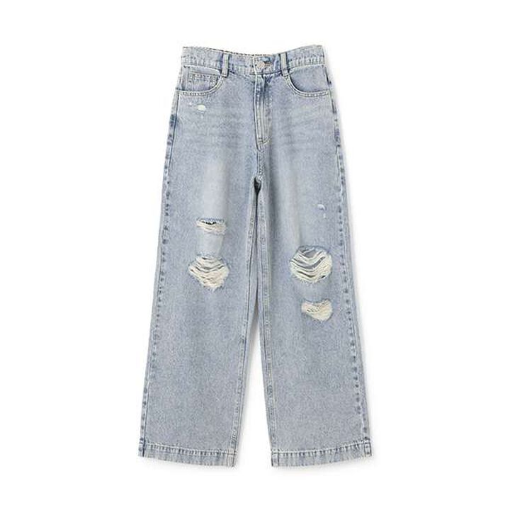 Distressed Wide Pants,Blue, medium image number 5