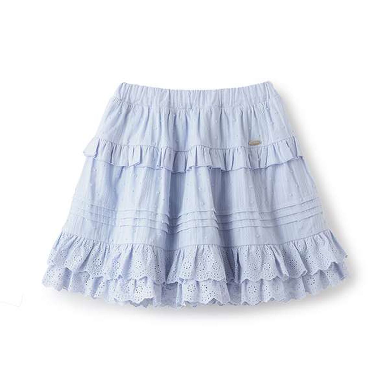 Cotton Tiered Skirt,Sax blue, large image number 0