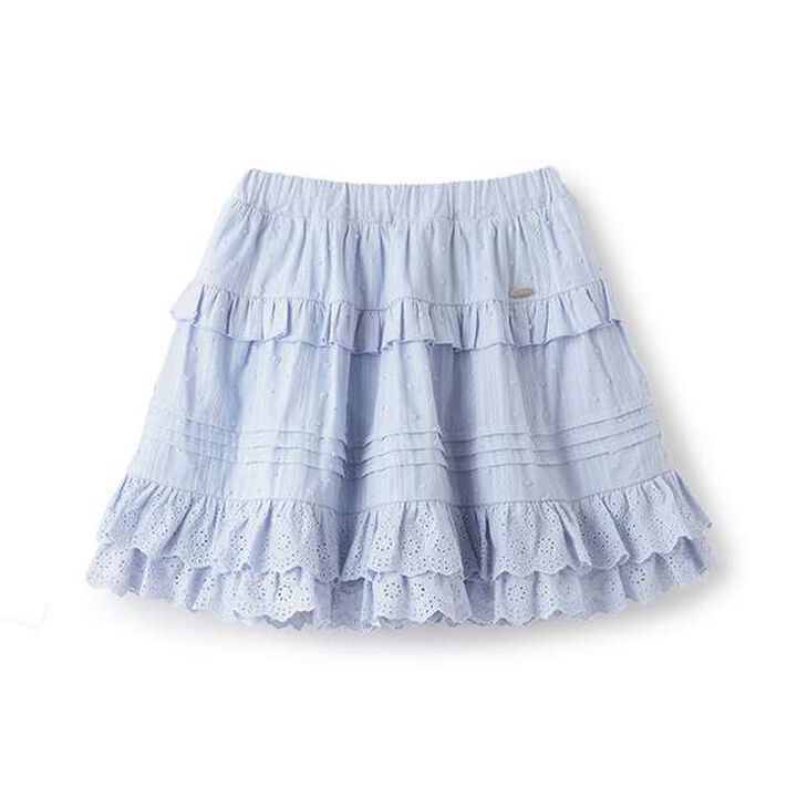 Cotton Tiered Skirt,Sax blue, medium image number 0