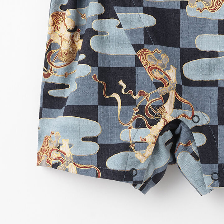 Jinbei All-in-One (Checkered Wind God & Thunder God Pattern),Navy, medium image number 10