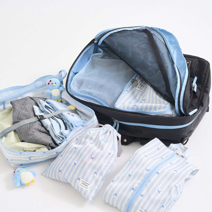 [Water Repellent] All-Over Pattern Travel Drawstring Pouch,Light blue, medium image number 9