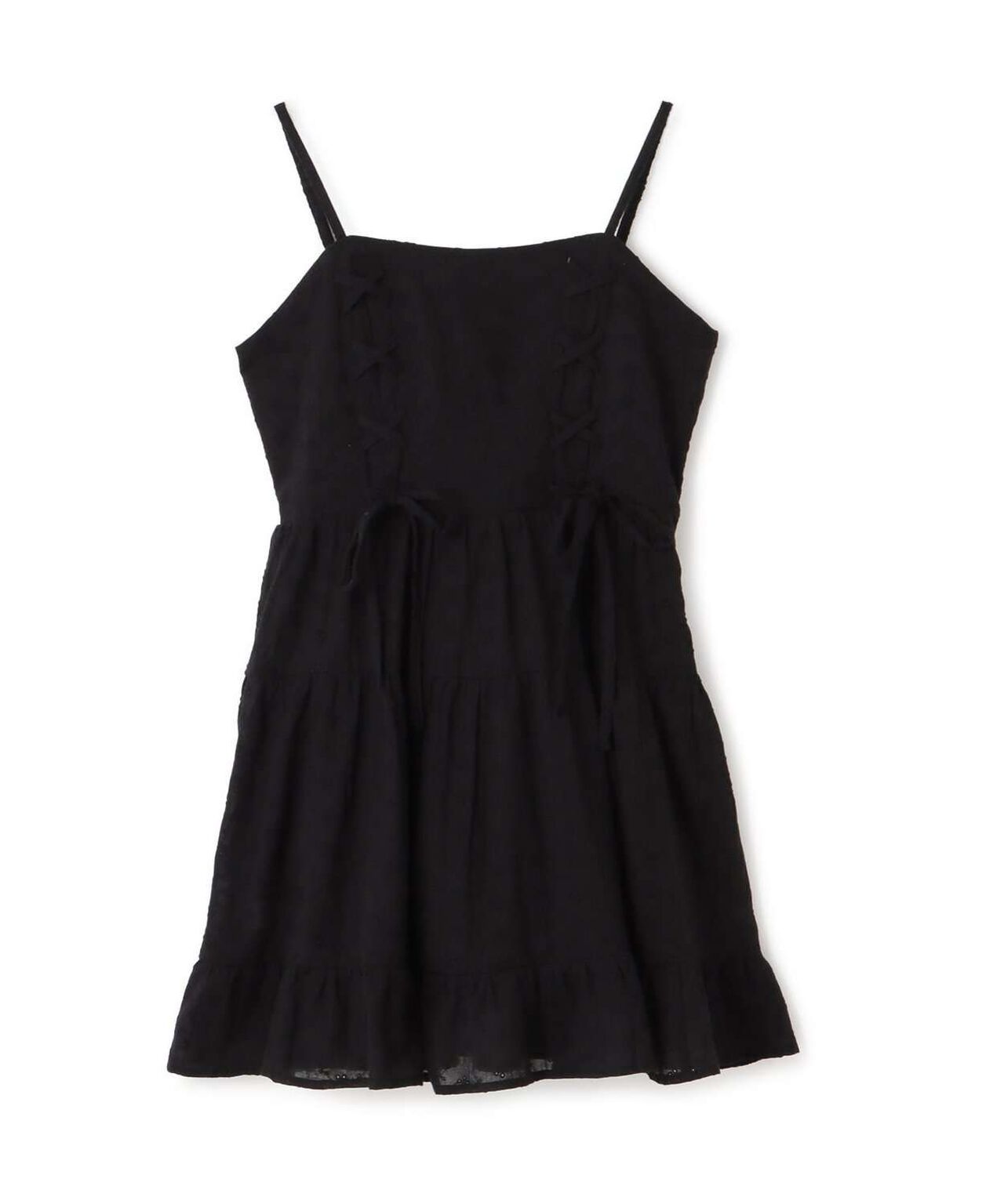 Lace-up Camisole Dress [Korean Fashion],Black, large image number 7