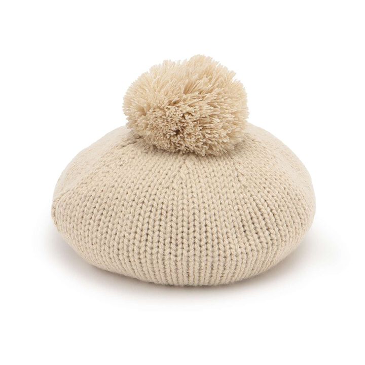 Pom-Pom Beret Hat,Beige, medium image number 0