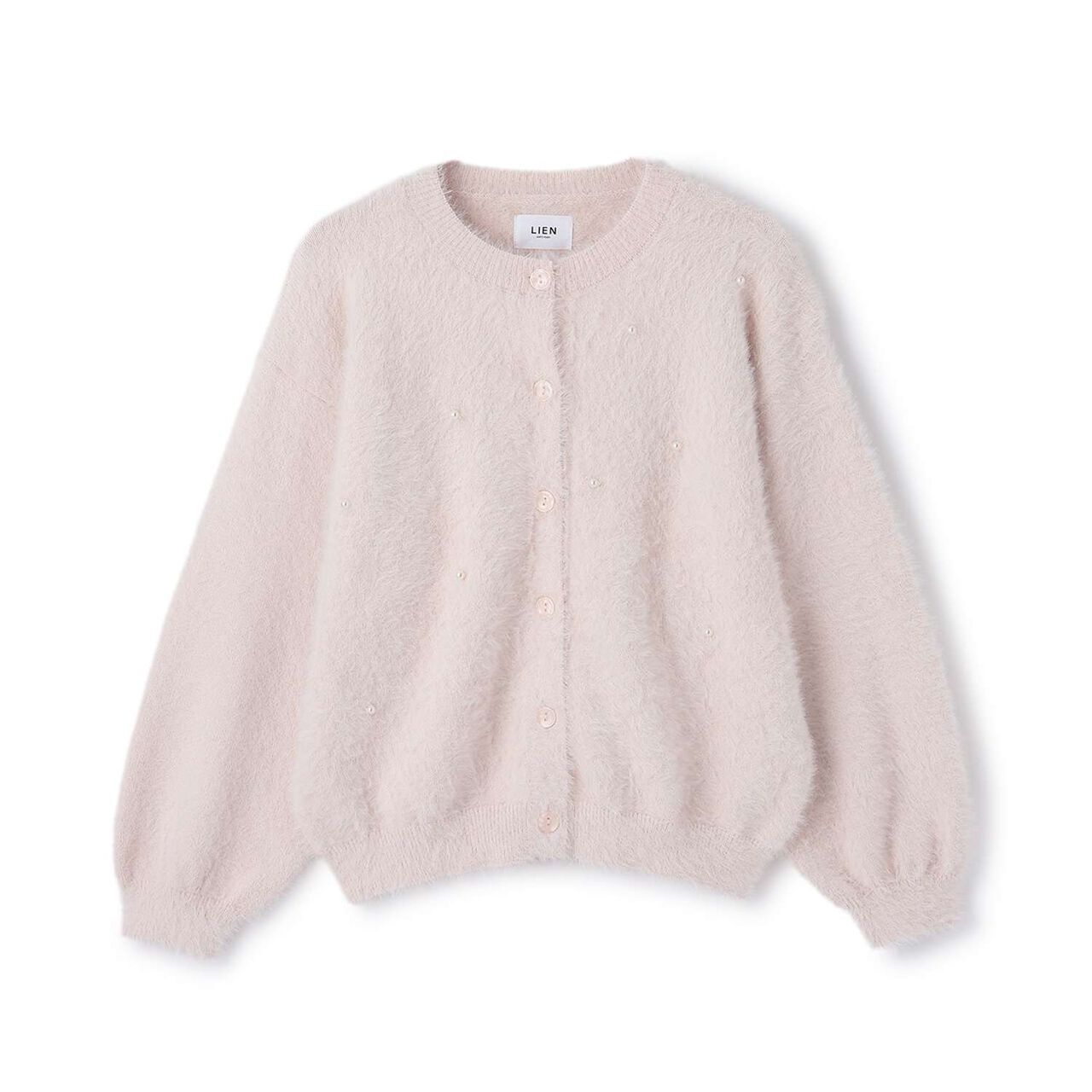 [Link] Shaggy Knit Cardigan,Light pink, large image number 0