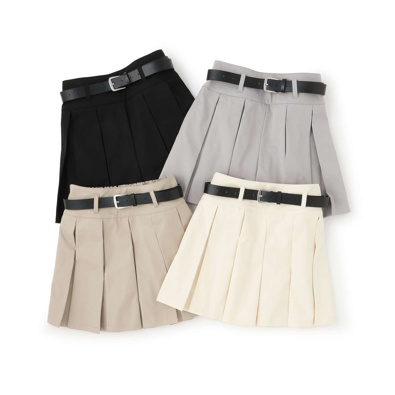 [Easy Care] Pleated Skirt with Belt,Gray, large image number 5