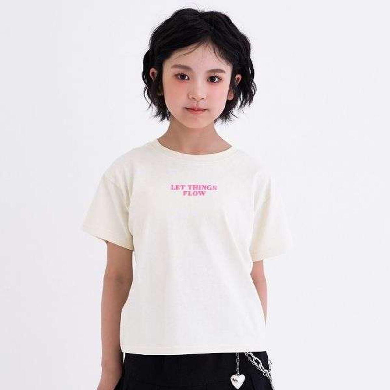 [Daily Price] 100% Cotton Patch-Style Short Sleeve T-Shirt,Ivory, large image number 0