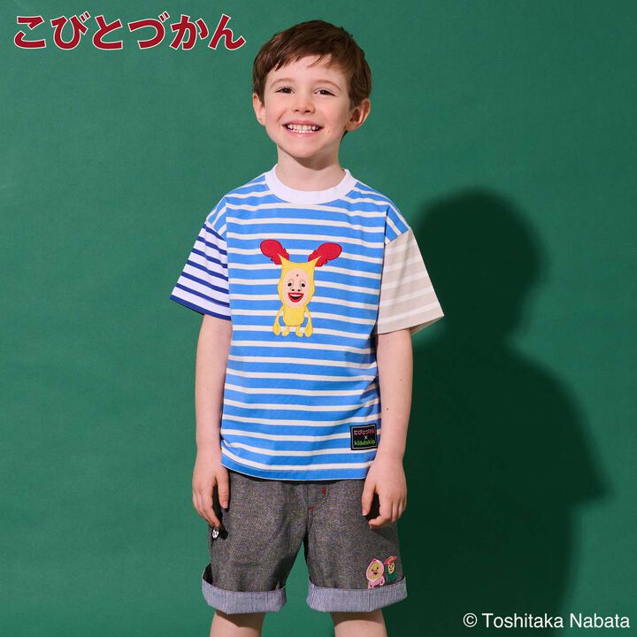 [Kobito Zukan] Stripe Pattern Short-Sleeve T-Shirt,Navy, medium image number 28