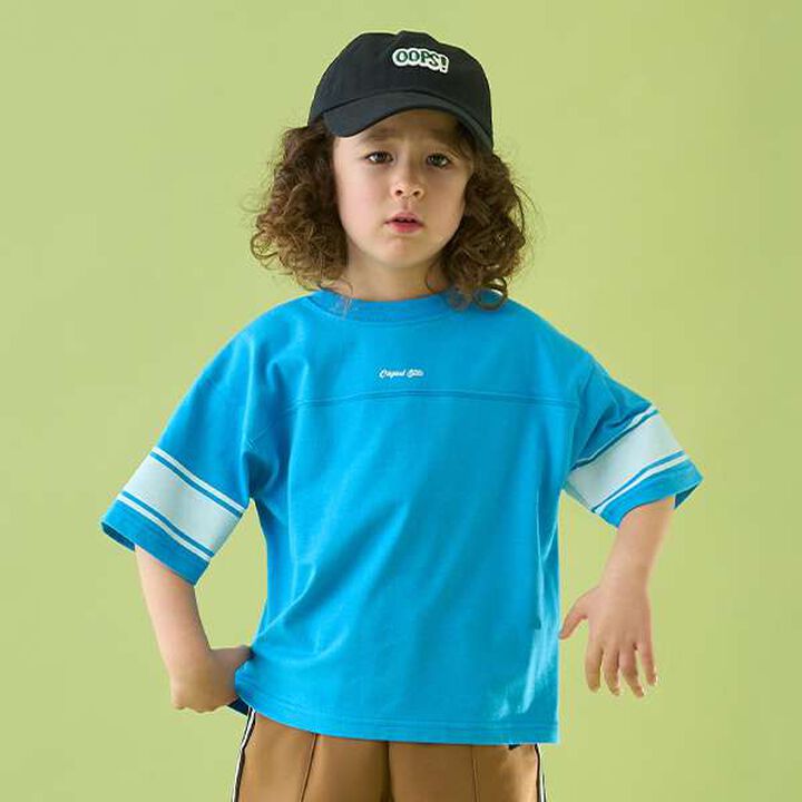 [Reversible] Line Print T-Shirt (Comfortable Jersey Fabric),Deep blue, medium image number 0