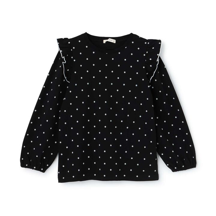 [100% Cotton] [Muteki T] [Stain Resistant/UV/Quick-Dry] Frilled Volume Sleeve All-Over Pattern T-Shirt for Girls [Kids],Blue gray, medium image number 17
