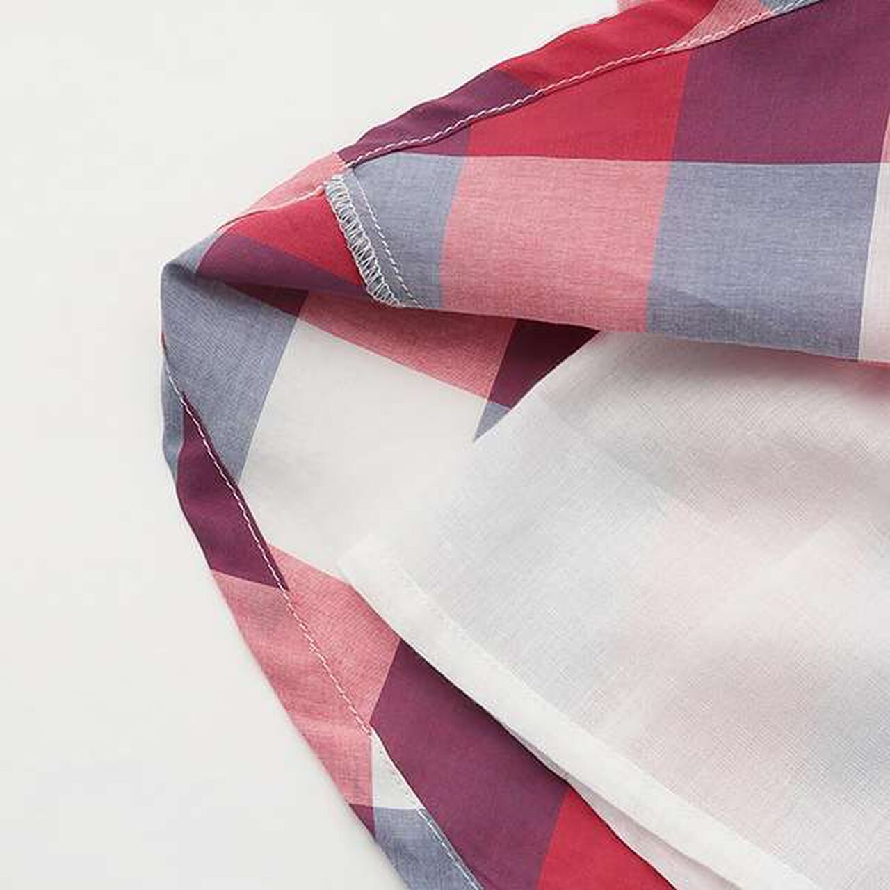 [Link] Off-Shoulder Check One-Piece Dress,Red, large image number 3