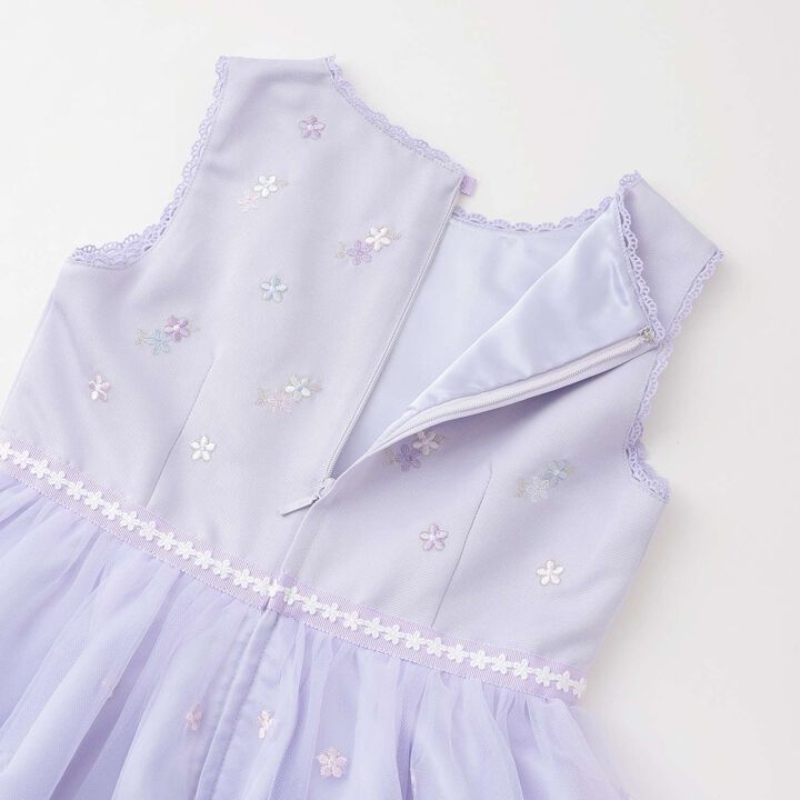 Flower Embroidery Tulle One-Piece Dress,Lavender, medium image number 8
